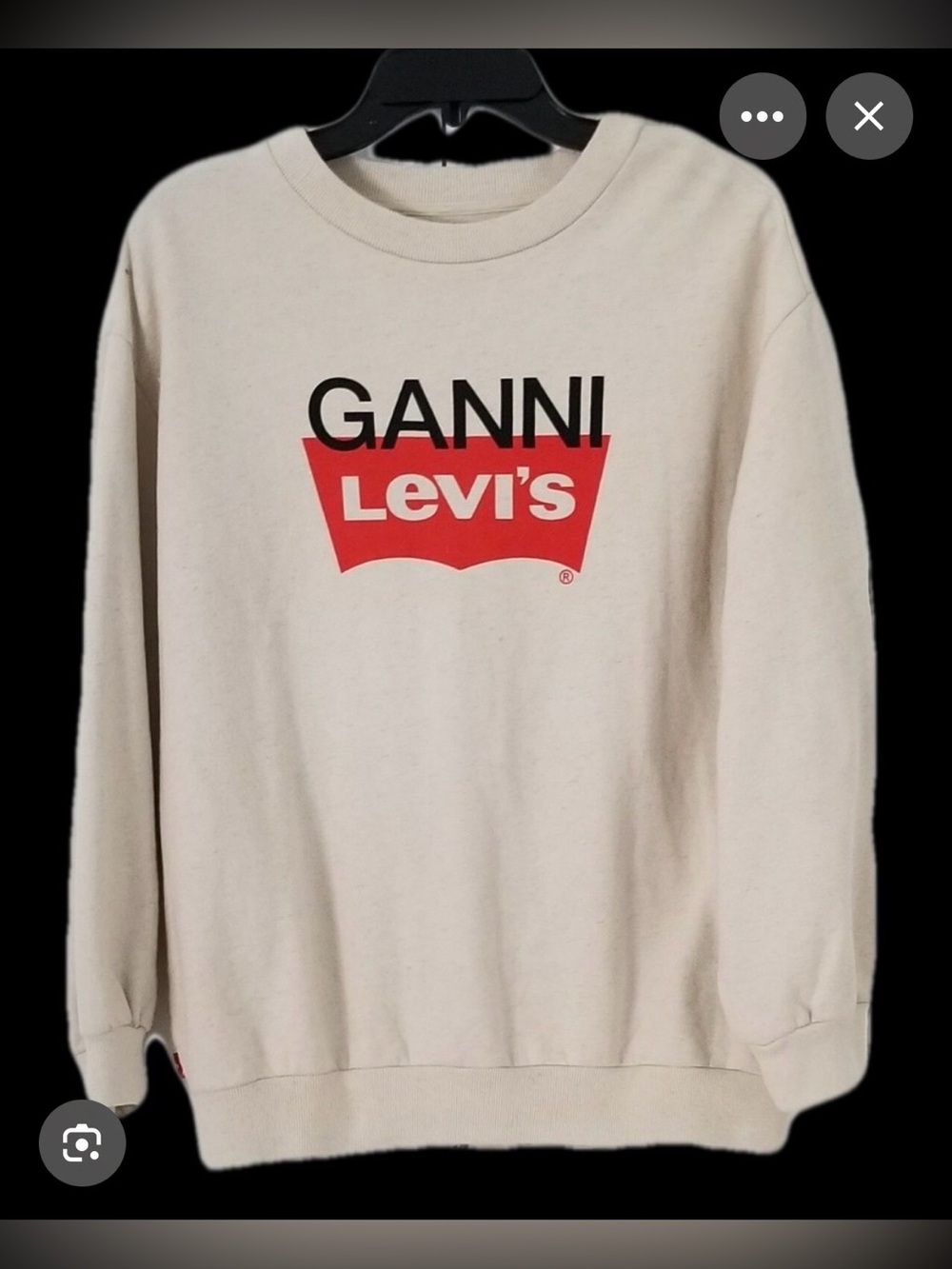 Ganni X Levi’s Collab Beige Sweatshirt with Logo